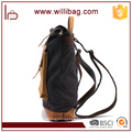 Light Weight Daily Use Men Canvas Leather Rucksack Backpack